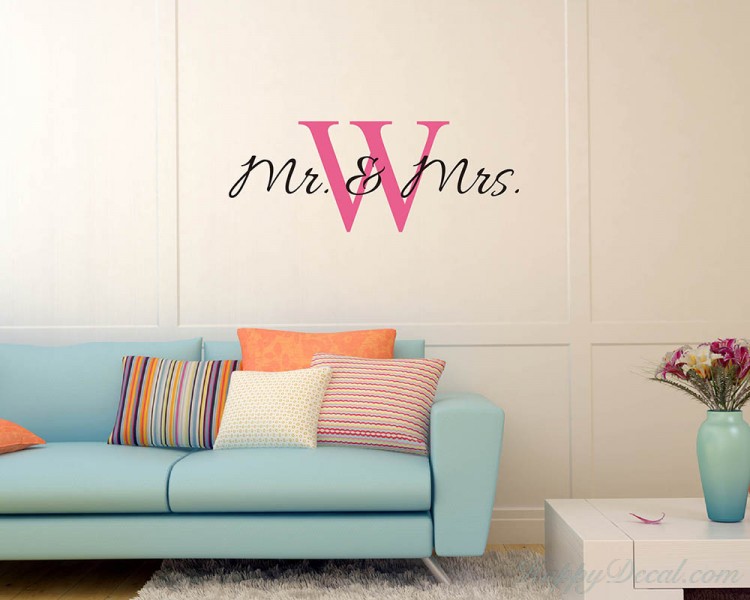 Mr. & Mrs. Customized Name Initial Letter Vinyl Decals